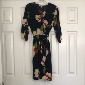 Monteau Black Floral Long Sleeve Dress